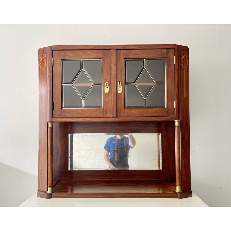 Vintage solid wood display cabinet, 1920-1930s