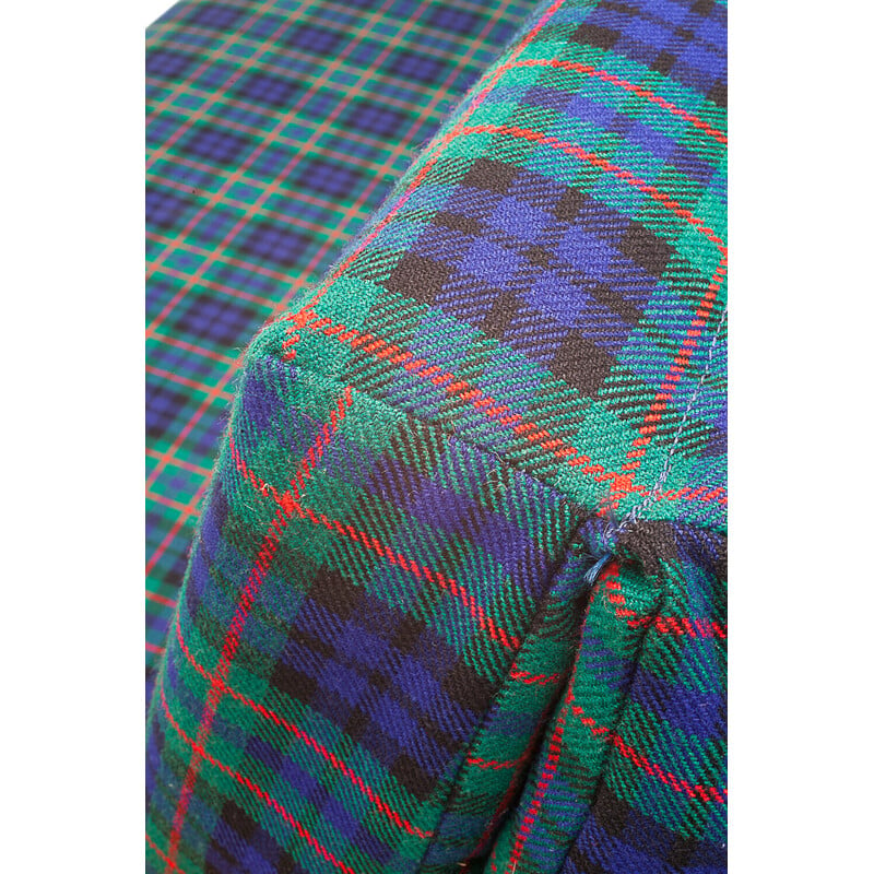 Paire de canapés vintage 4 places en tissu Tartan, 1960