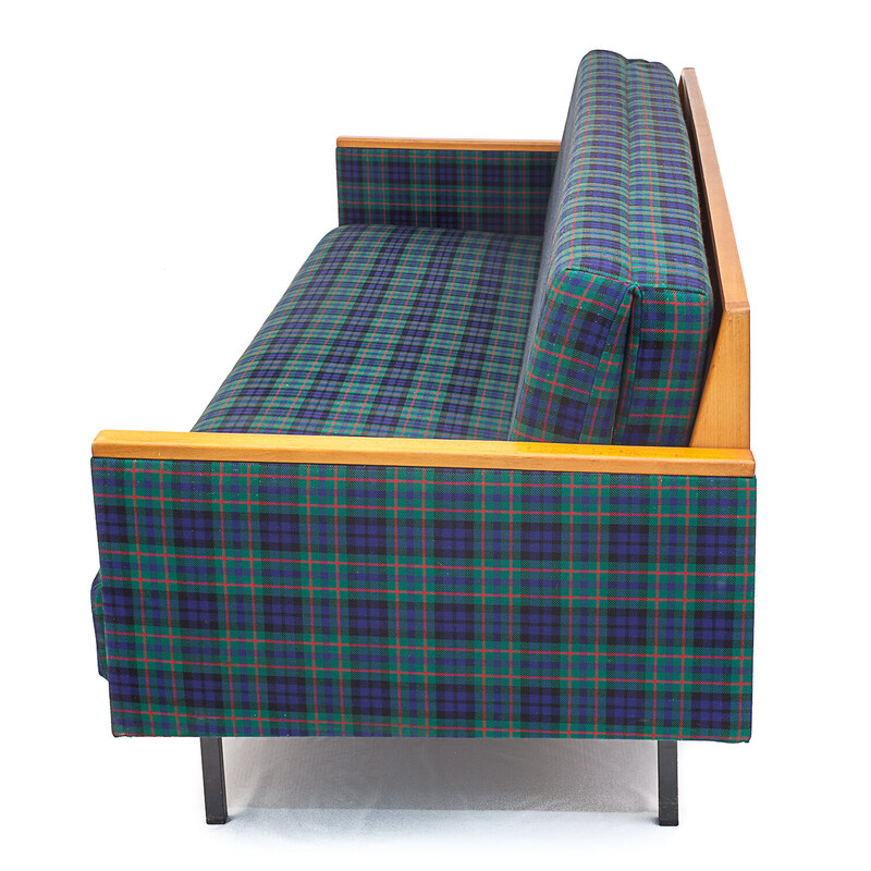 Coppia di divani vintage a 4 posti in tessuto tartan, 1960