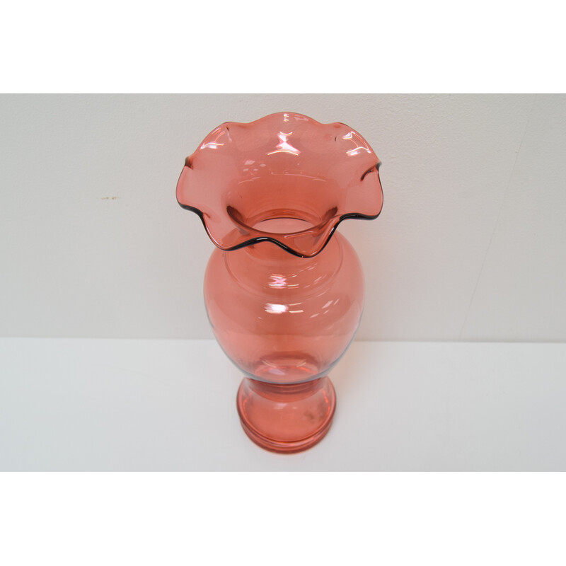 Art vintage Czech glass vase by Glasswork Novy Bor, 1950s