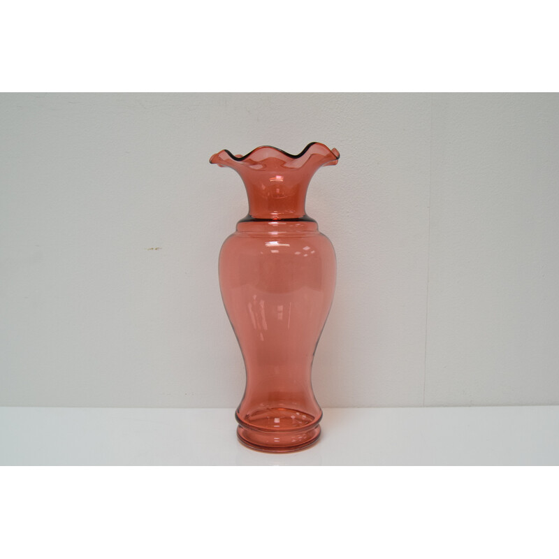 Art vintage Czech glass vase by Glasswork Novy Bor, 1950s