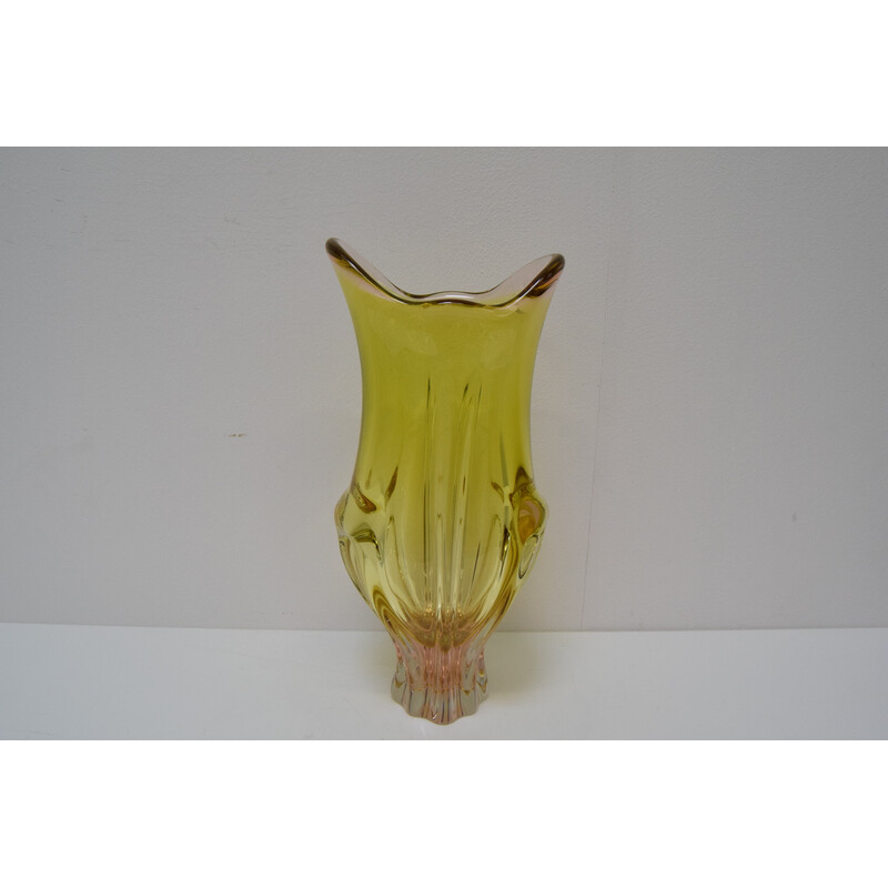 Vintage Metallurgical glass vase by Josef Hospodka for Chribska, Czechoslovakia 1960s