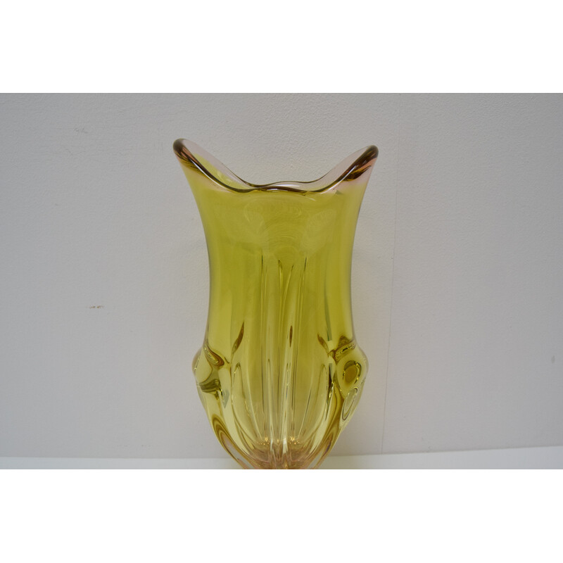 Vintage Metallurgical glass vase by Josef Hospodka for Chribska, Czechoslovakia 1960s