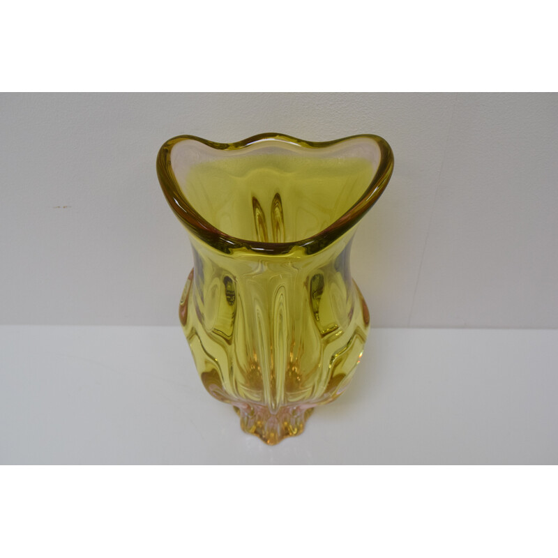 Vintage Metallurgical glass vase by Josef Hospodka for Chribska, Czechoslovakia 1960s