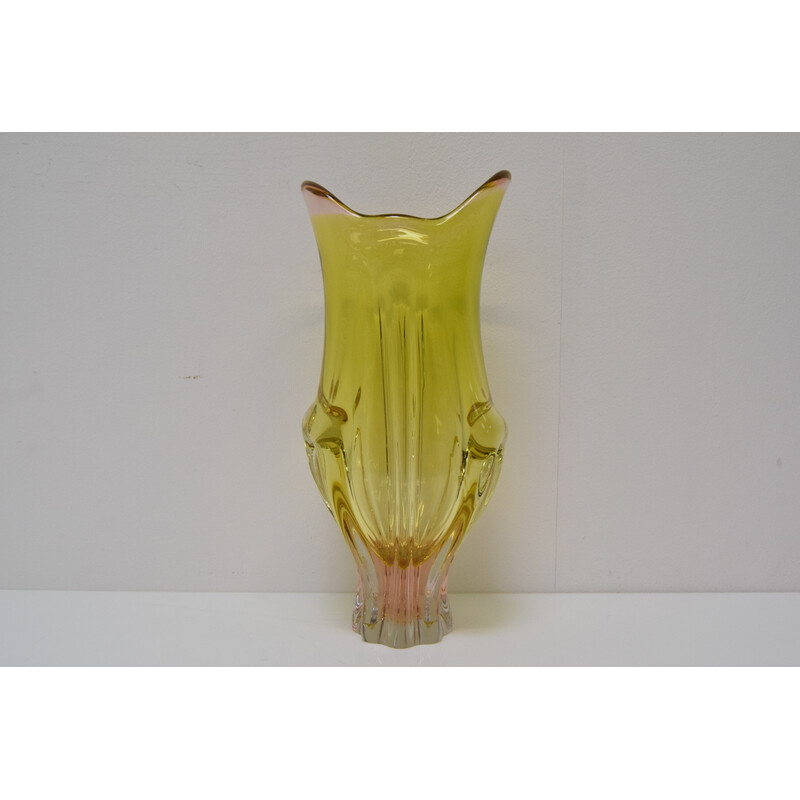 Vintage Metallurgical glass vase by Josef Hospodka for Chribska, Czechoslovakia 1960s