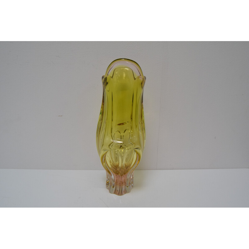 Vintage Metallurgical glass vase by Josef Hospodka for Chribska, Czechoslovakia 1960s