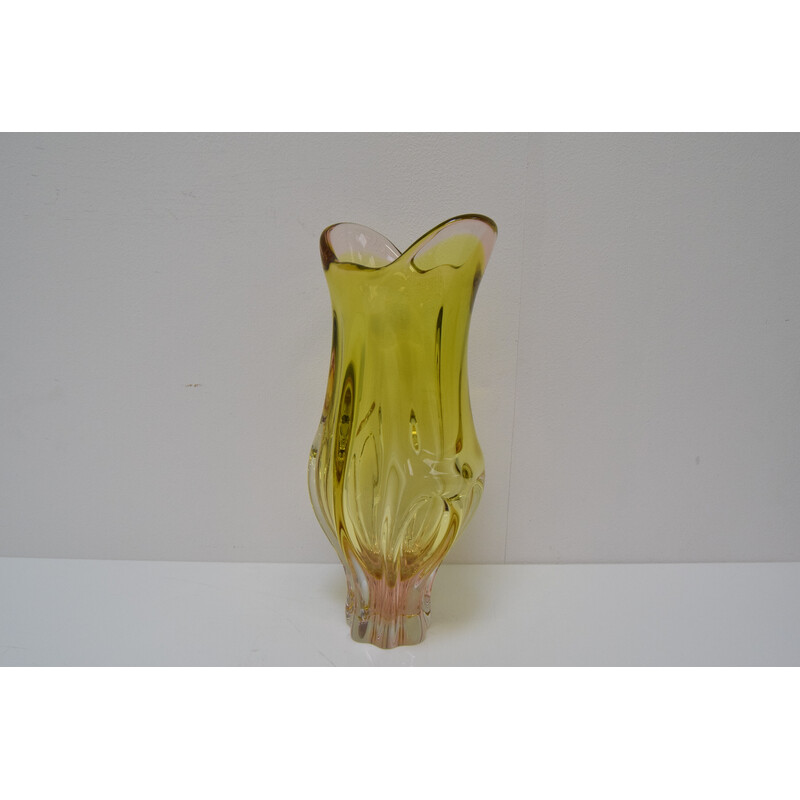 Vintage Metallurgical glass vase by Josef Hospodka for Chribska, Czechoslovakia 1960s