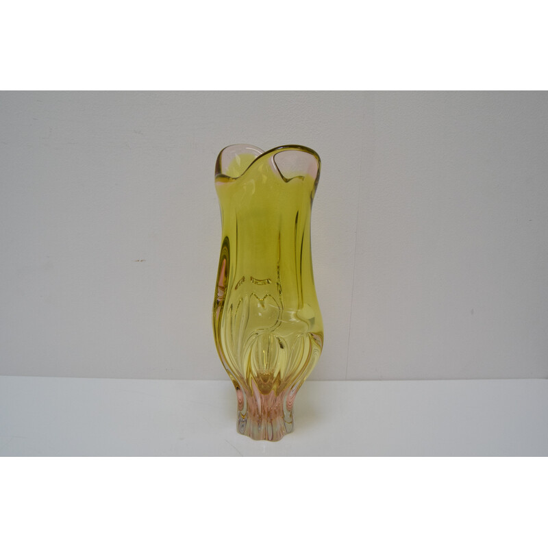 Vintage Metallurgical glass vase by Josef Hospodka for Chribska, Czechoslovakia 1960s