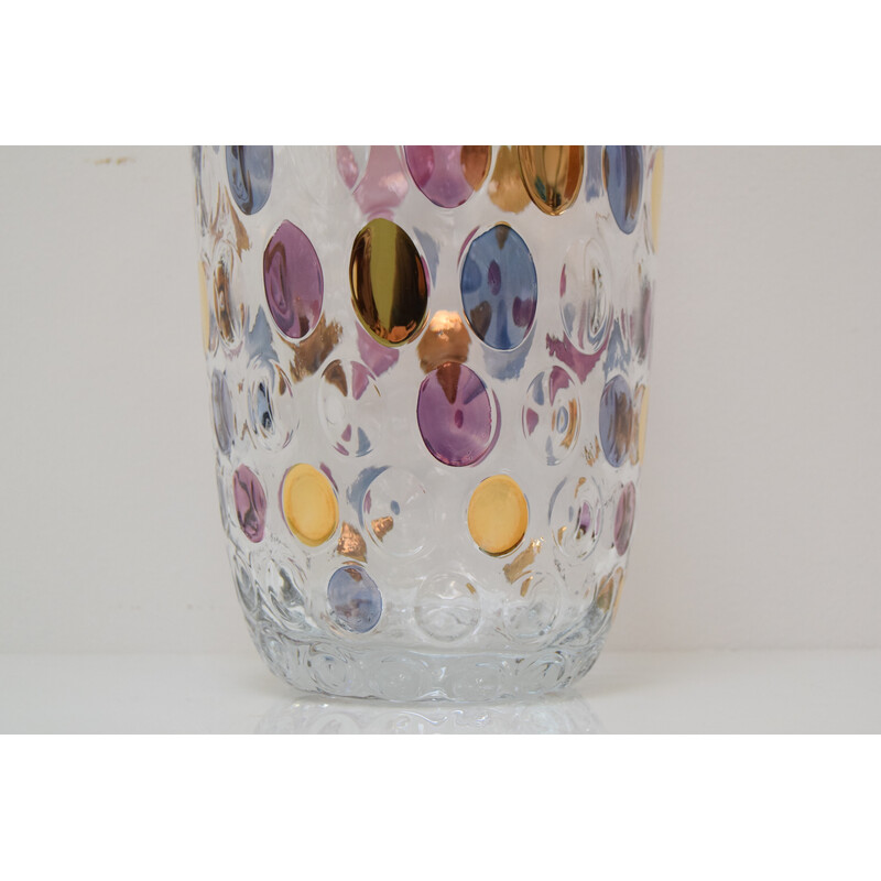 Vaso in vetro vintage di Glasswork Novy Bor, Cecoslovacchia 1950