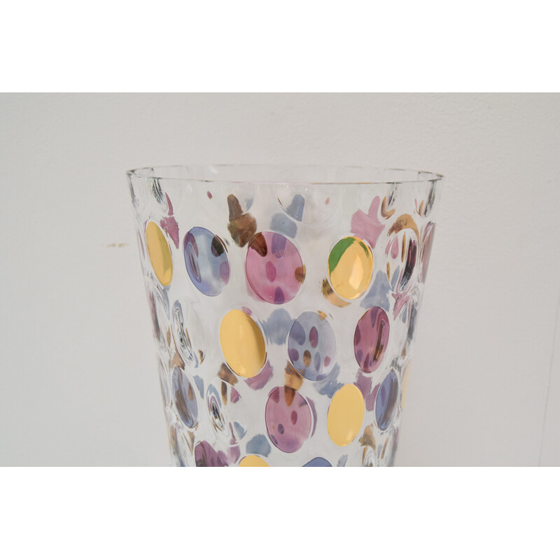 Vase vintage en verre par Glasswork Novy Bor, Tchécoslovaquie 1950