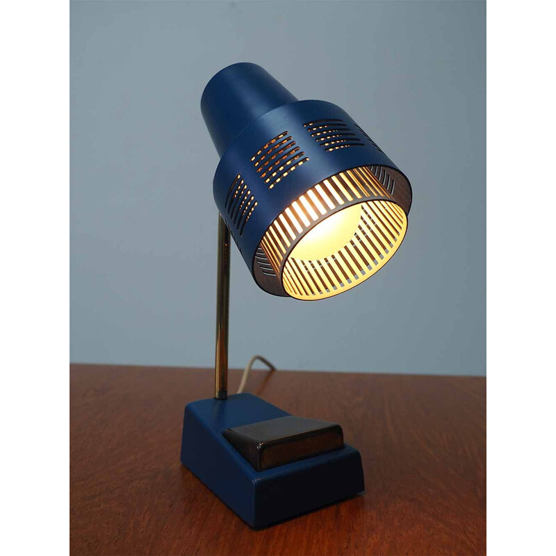 Vintage blauwe bureaulamp, 1970