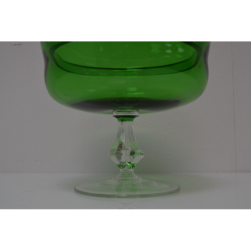 Taça para doces em vidro artístico vintage da Glasswork Novy Bor, Checoslováquia 1960s
