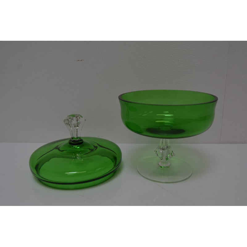 Vintage Art glass candy bowl by Glasswork Novy Bor, Czechoslovakia 1960s