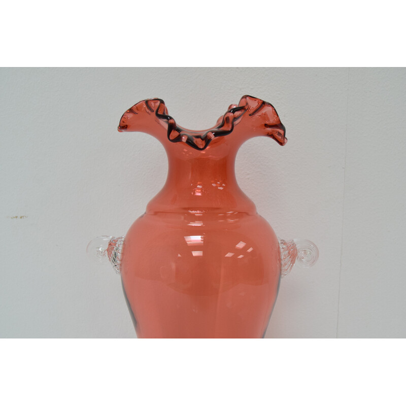 Vase vintage tchèque en verre par Glasswork Novy Bor, 1950