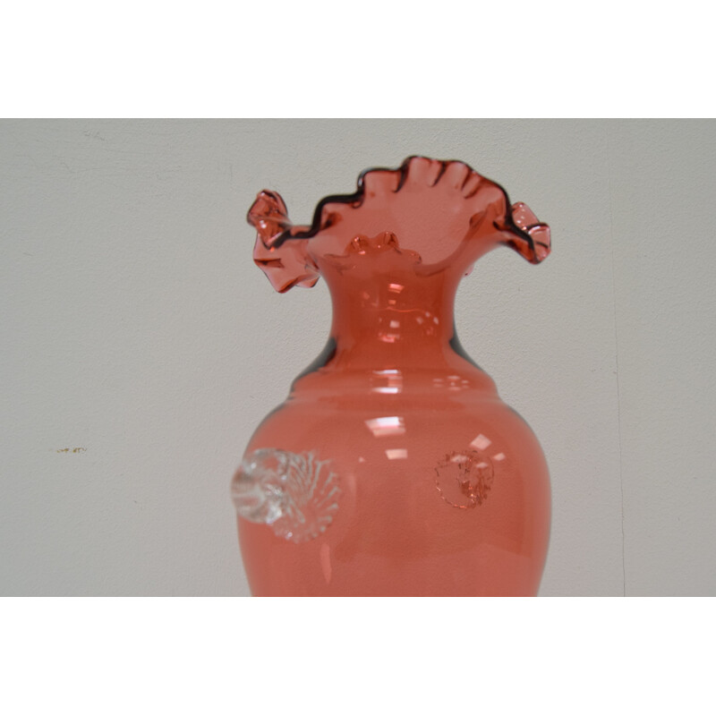 Vase vintage tchèque en verre par Glasswork Novy Bor, 1950