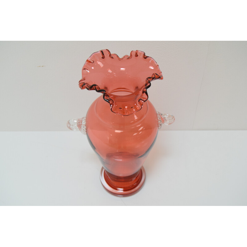 Vintage Art Czech glass vase by Glasswork Novy Bor, 1950s