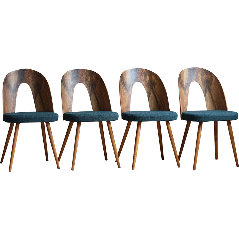 Set van 4 vintage notenhouten stoelen van A. Šuman voor Kvadrat Herbekleding, 1960