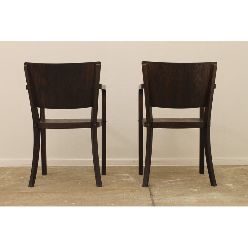 Pair of vintage bentwood desk armchairs, Czechoslovakia 1950s