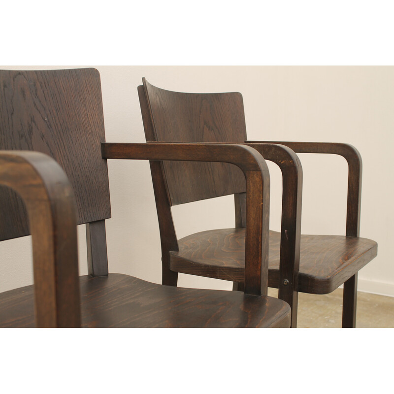 Pareja de sillones de escritorio vintage de madera curvada, Checoslovaquia años 50