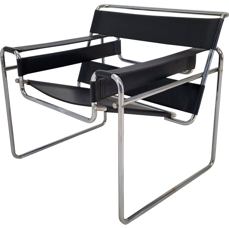Vintage Wassily fauteuil van Marcel Breuer voor Gavina, 1980