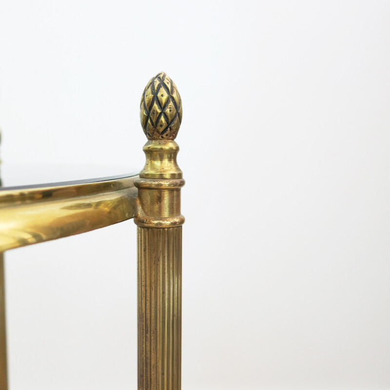 French brass and glass side table, round shaped - 1960s