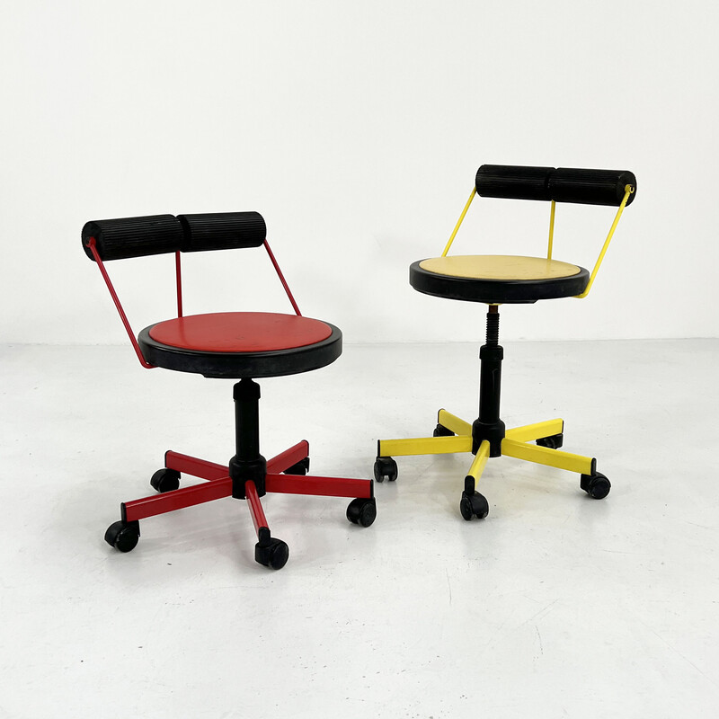 Vintage adjustable yellow desk armchair by Bieffeplast, 1980s