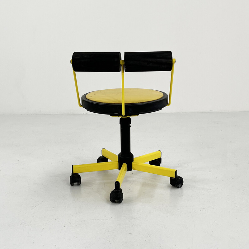 Fauteuil de bureau jaune réglable vintage par Bieffeplast, 1980