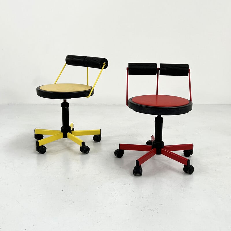 Vintage adjustable red desk armchair by Bieffeplast, 1980s