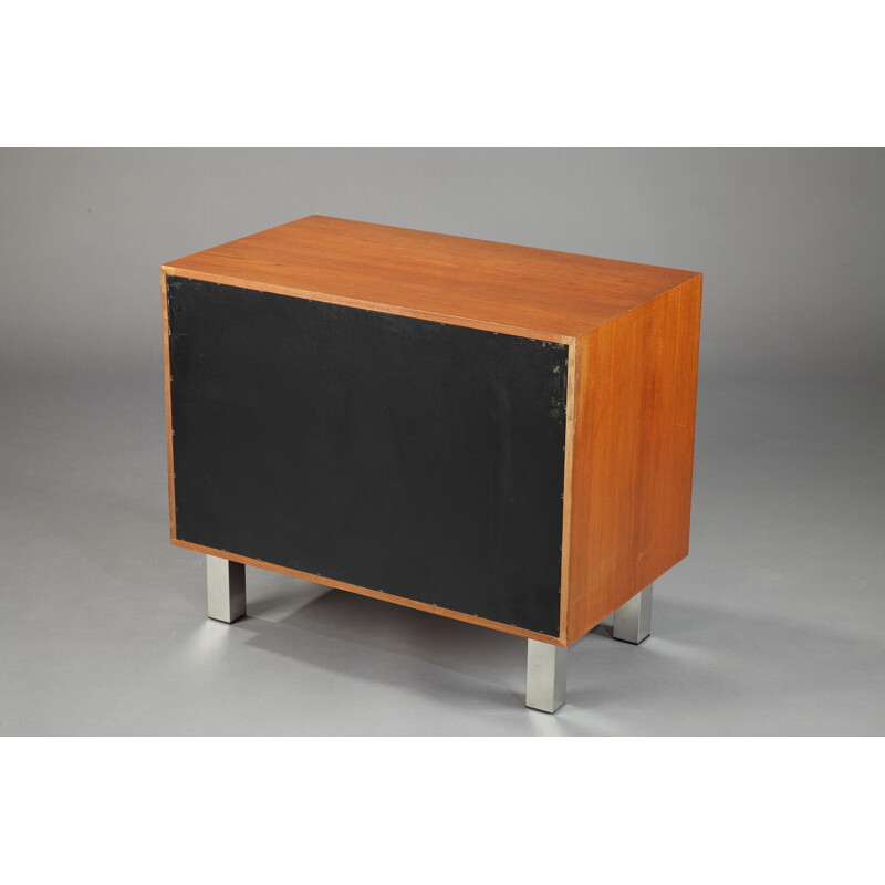 Danish low teak veneer cabinet with two doors - 1960s