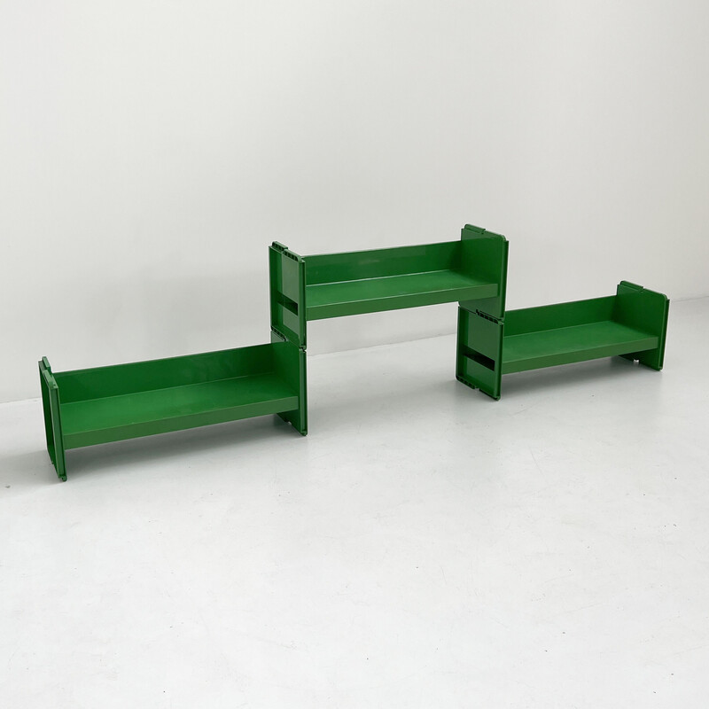 Vintage green modular Jeep bookcase by De Pas, D'Urbino and Lomazzi for Bbb, 1970s