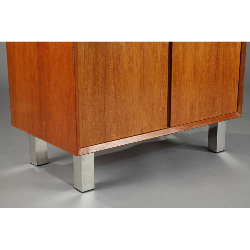 Danish low teak veneer cabinet with two doors - 1960s