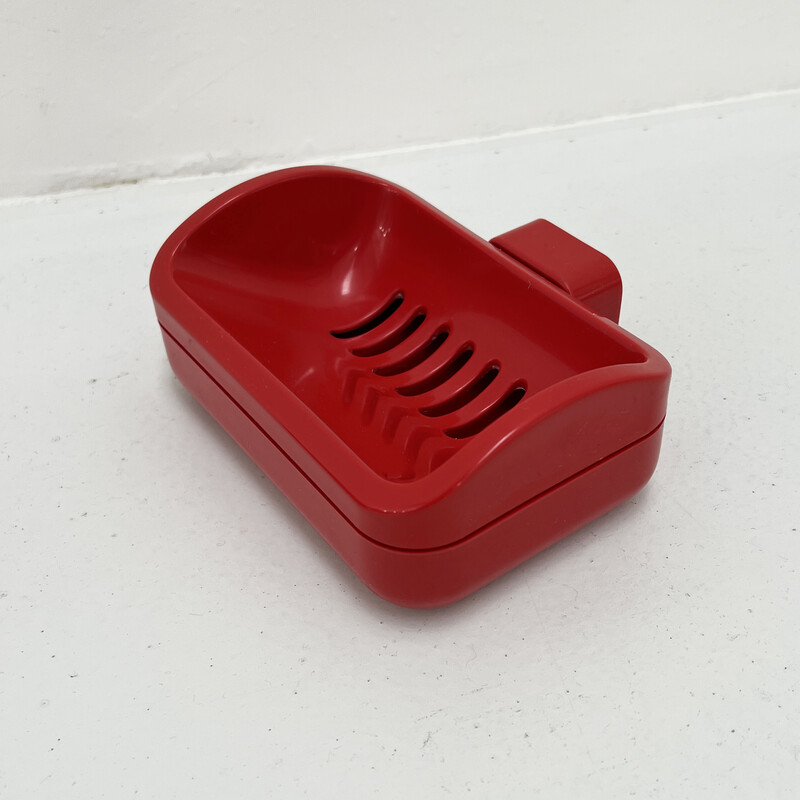 Vintage red bathroom set by Gedy, 1970s