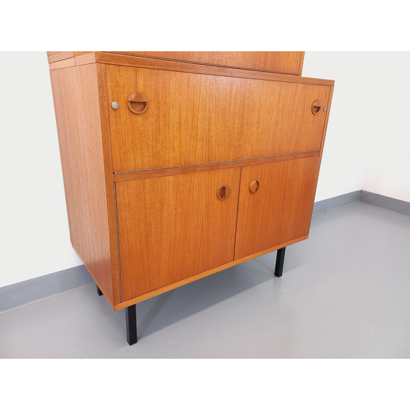 Vintage teak and metal bookcase, 1960