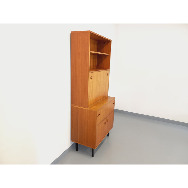 Vintage teak and metal bookcase, 1960