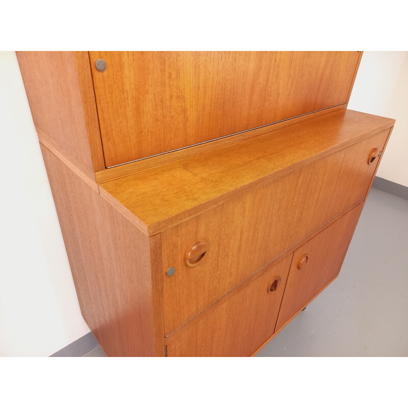 Vintage teak and metal bookcase, 1960