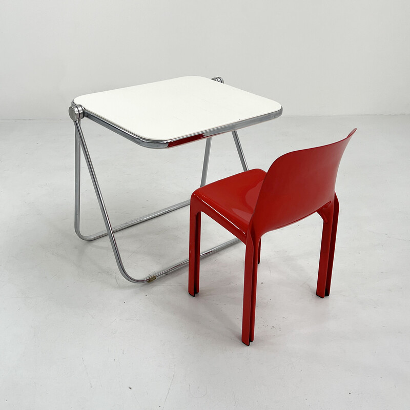 Bureau pliant Platone blanc vintage par Giancarlo Piretti pour Anonima Castelli, 1970