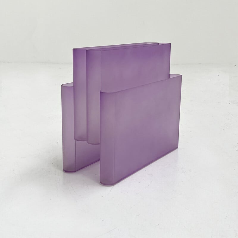 Vintage lucite purple magazine rack by Giotto Stoppino for Kartell, 1970s