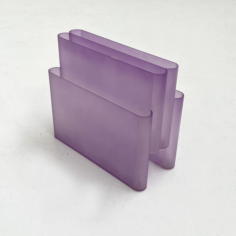 Vintage lucite purple magazine rack by Giotto Stoppino for Kartell, 1970s