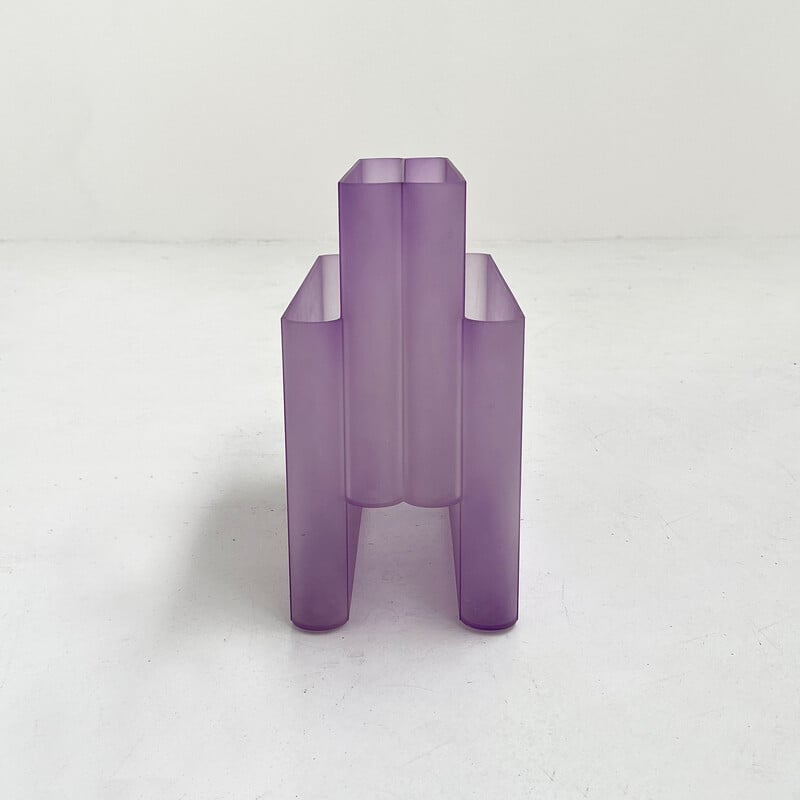 Vintage lucite purple magazine rack by Giotto Stoppino for Kartell, 1970s