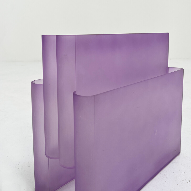 Vintage lucite purple magazine rack by Giotto Stoppino for Kartell, 1970s