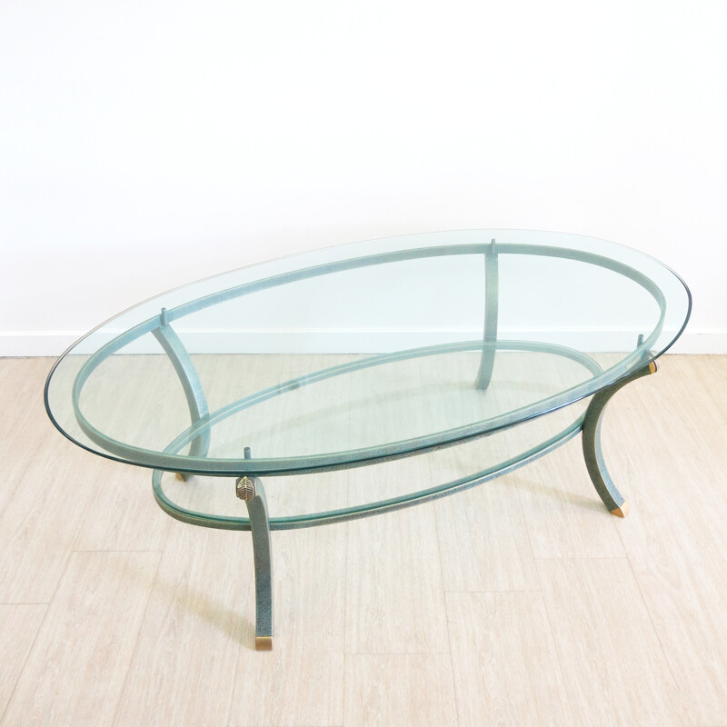Table basse en verre et métal de Pierre Vandel - 1970