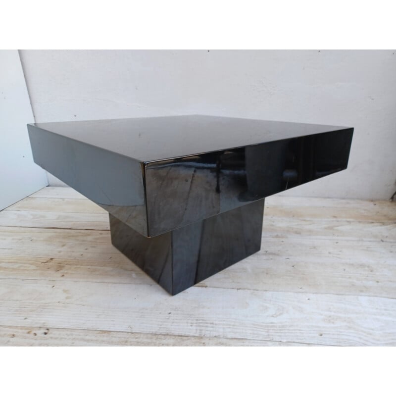 Vintage coffee table in black lacquer, 1970