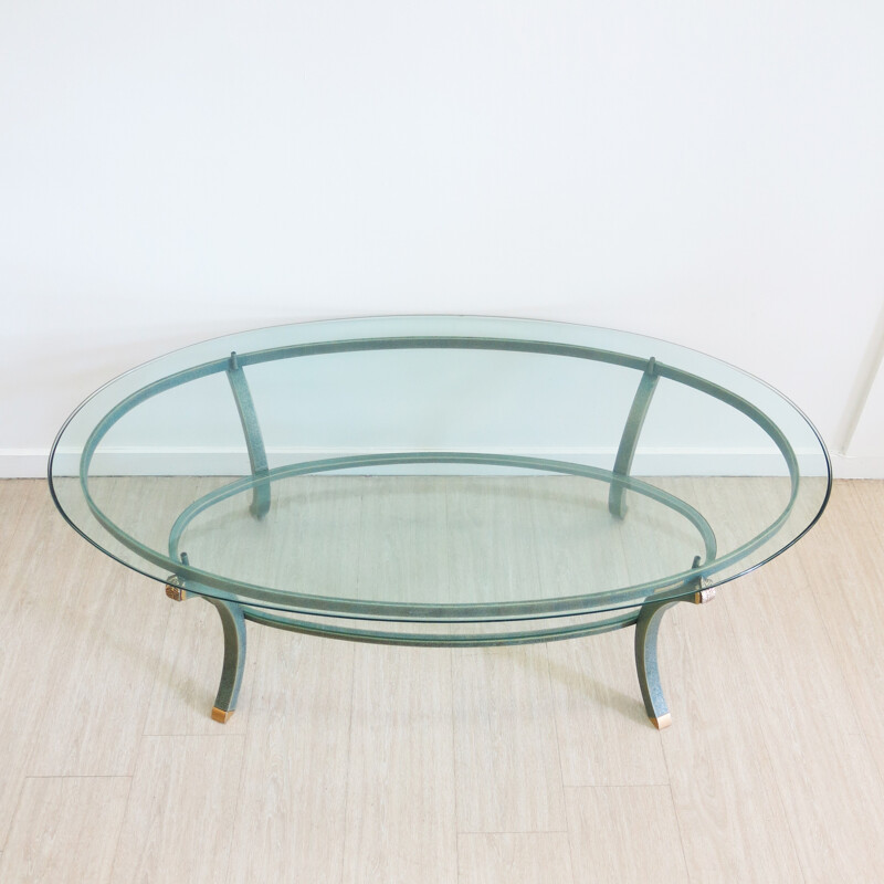 Table basse en verre et métal de Pierre Vandel - 1970