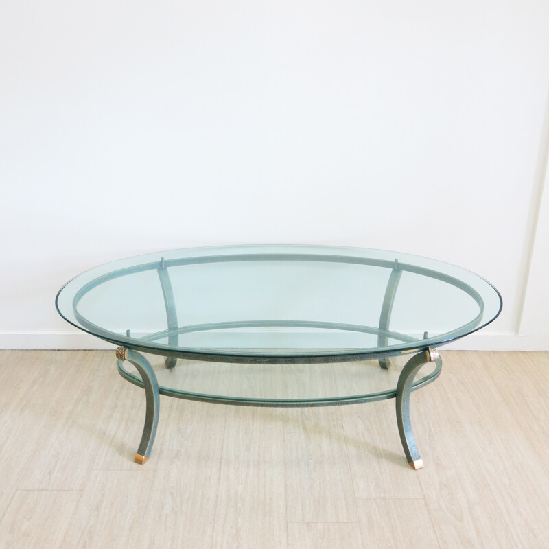 Glass and metal coffee Table by Pierre Vandel - 1970s