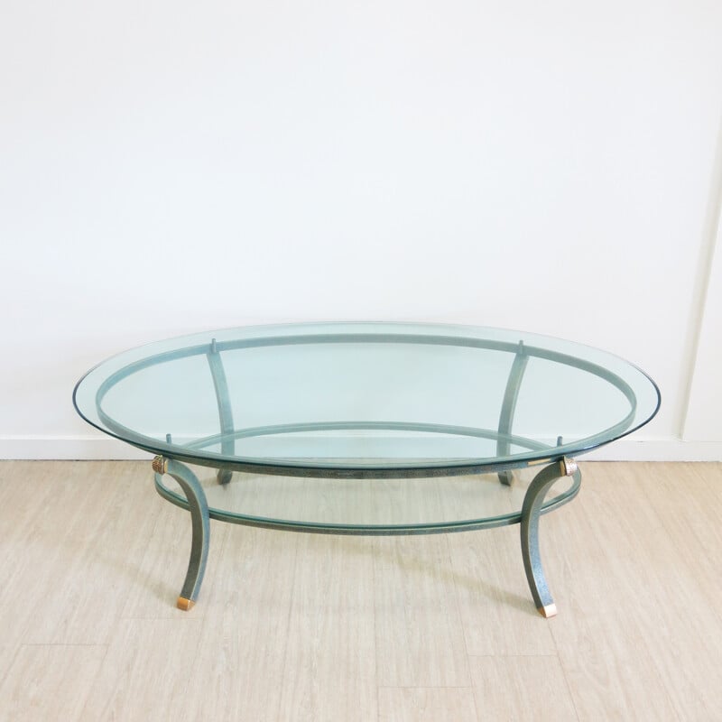 Glass and metal coffee Table by Pierre Vandel - 1970s