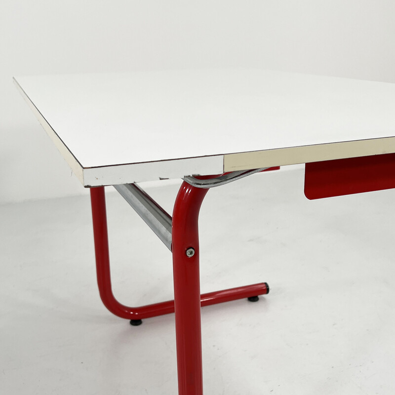 Vintage red drafting table by Joe Colombo for Bieffeplast, 1970s