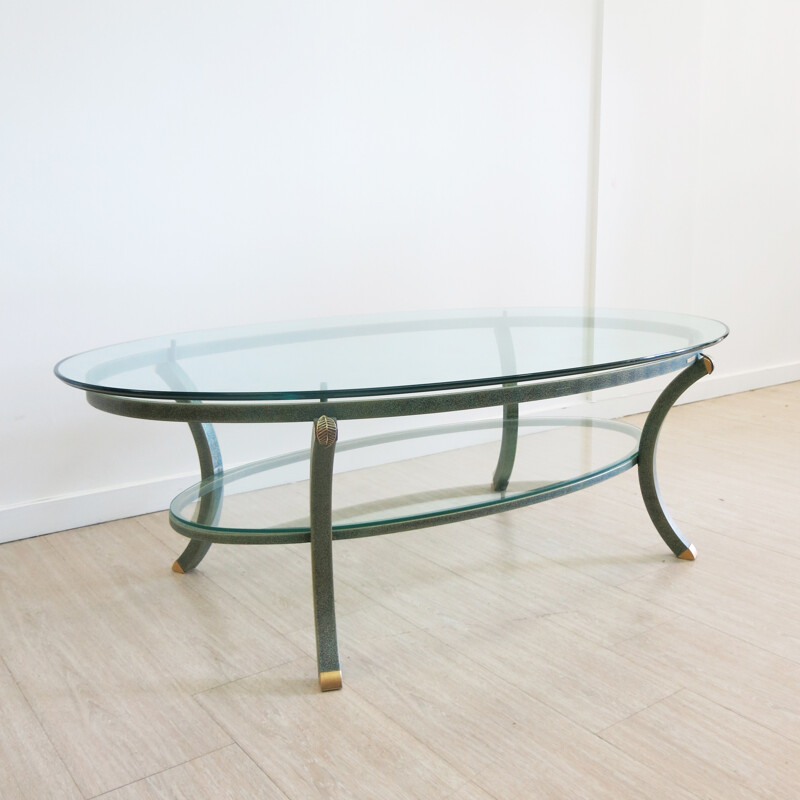 Table basse en verre et métal de Pierre Vandel - 1970