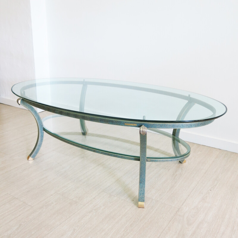 Table basse en verre et métal de Pierre Vandel - 1970