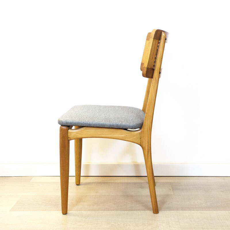 Conjunto de 4 cadeiras vintage em madeira de faia, Espanha 1950