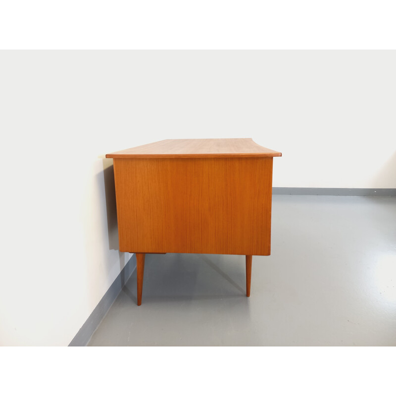 Vintage teak dubbelzijdig bureau, 1960